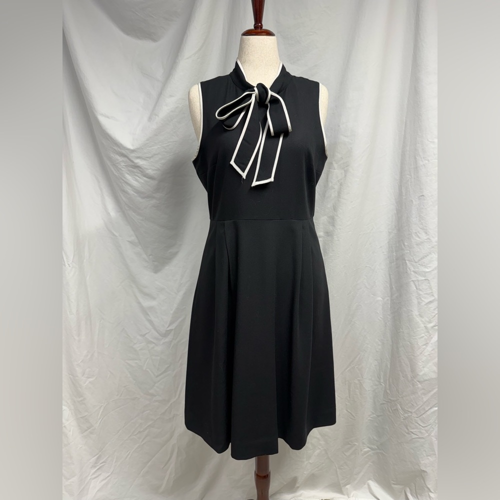 J. Crew 100% Wool Sleeveless Midi Dress with Contrast Piping Attached Self Tie